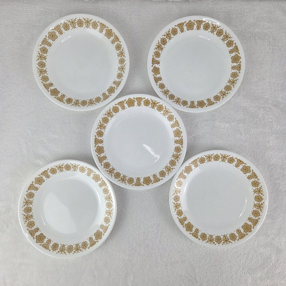 Vintage Corelle Butterfly Gold Dessert Bread Plates Set Of 5 Corning USA 6.75" - Picture 2 of 6
